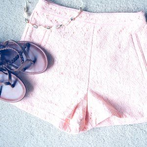 Pink Lace High-Waisted Shorts